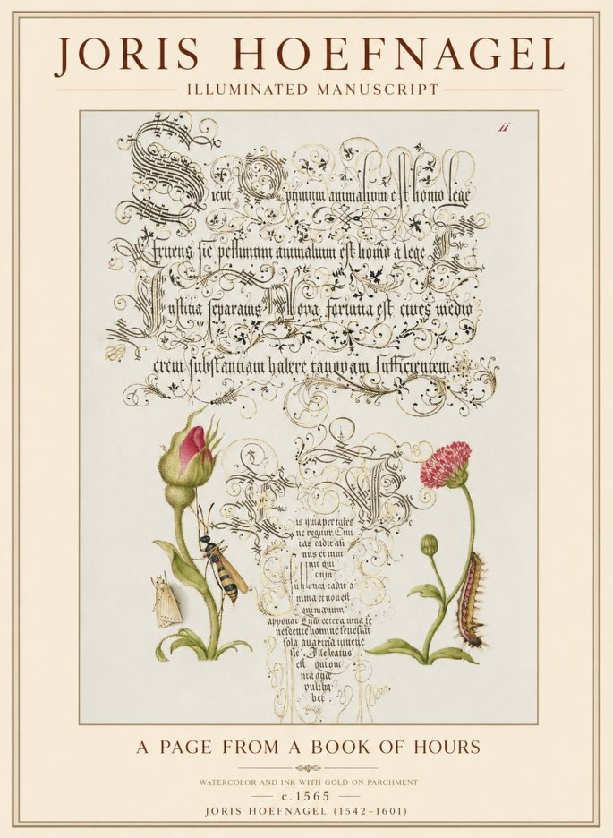Joris Hoefnagel A Page from a Book of Hours No1 - Poszter