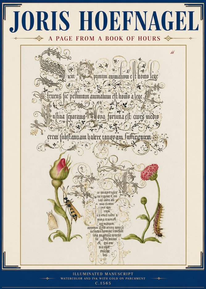 Joris Hoefnagel A Page from a Book of Hours No3 - Poszter