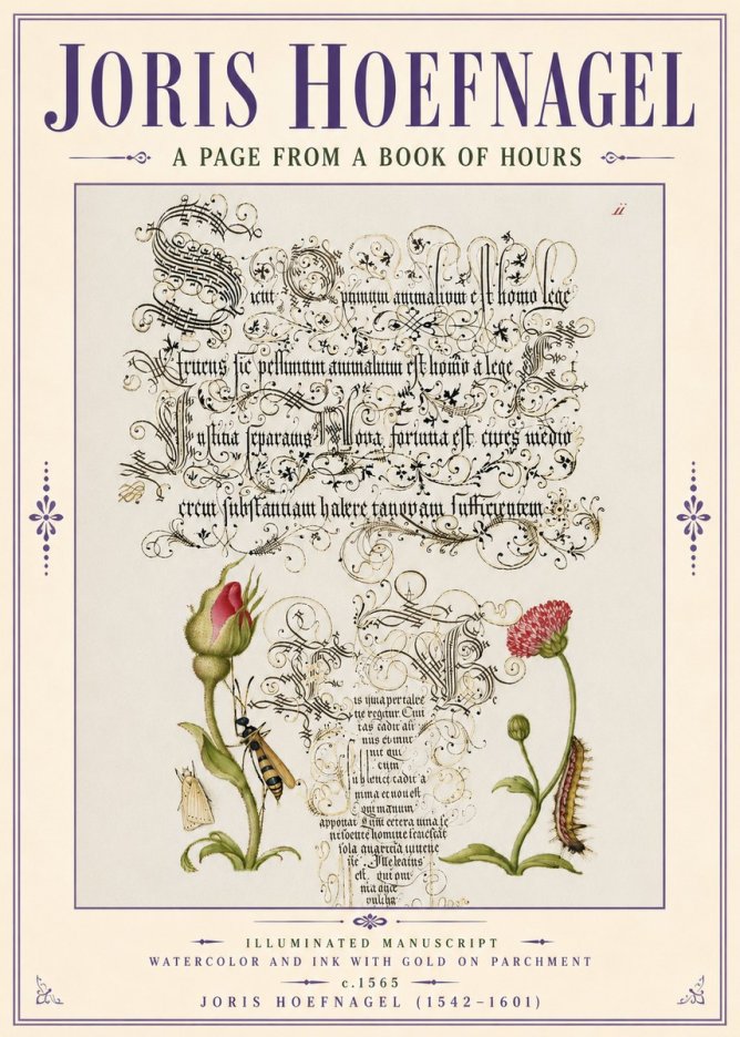 Joris Hoefnagel A Page from a Book of Hours No6 - Poszter