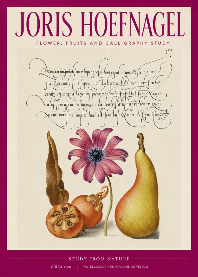 Joris Hoefnagel Study of Flower and Fruits No3 - Poszter