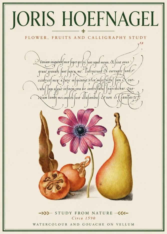 Joris Hoefnagel Study of Flower and Fruits No4 - Poszter
