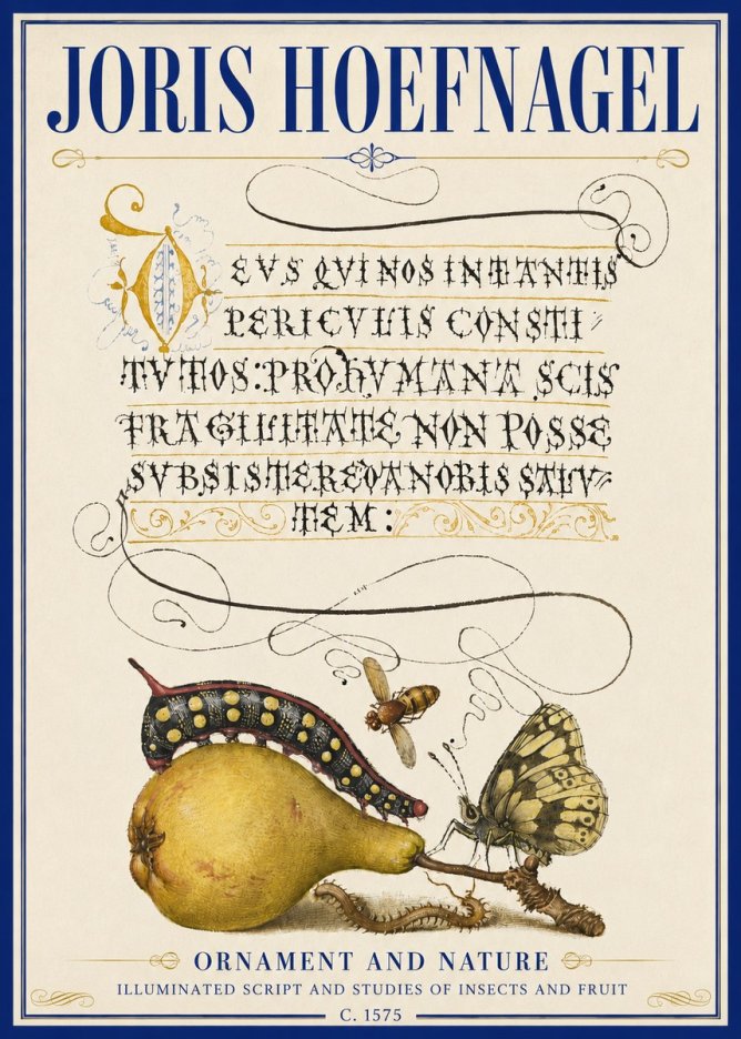 Joris Hoefnagel Ornament and Nature - Illuminated Script and Studies of Insects and Fruit No5 - Poszter