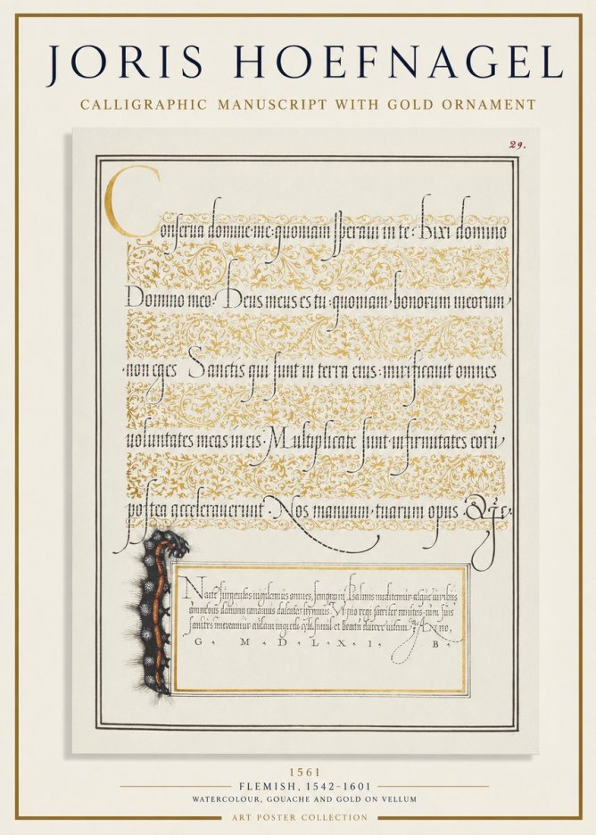 Joris Hoefnagel Calligraphic Manuscript with Gold Ornament No1 - Poszter