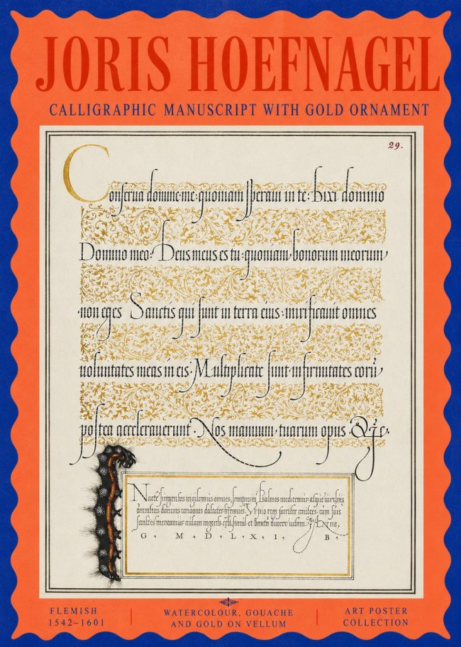 Joris Hoefnagel Calligraphic Manuscript with Gold Ornament No5 - Poszter