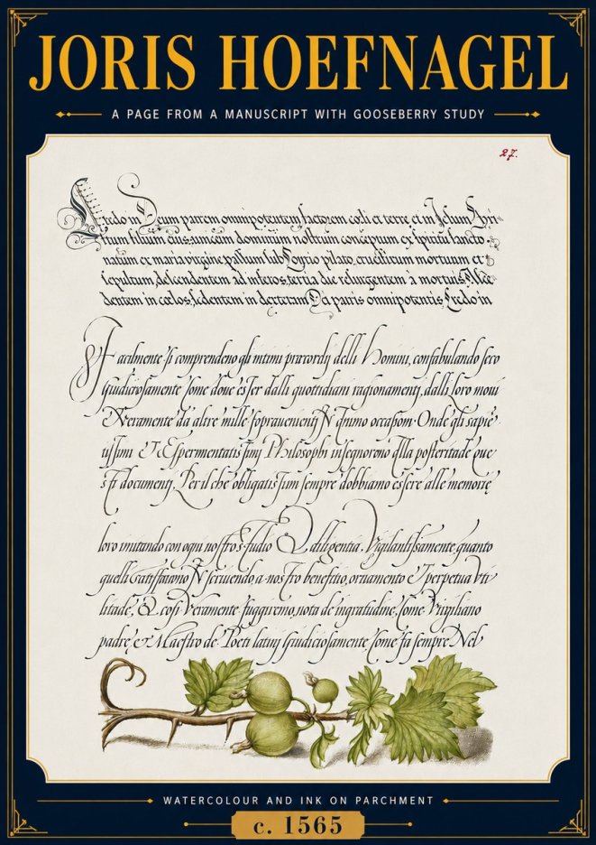 Joris Hoefnagel A Page from a Manuscript with Gooseberry Study No5 - Poszter