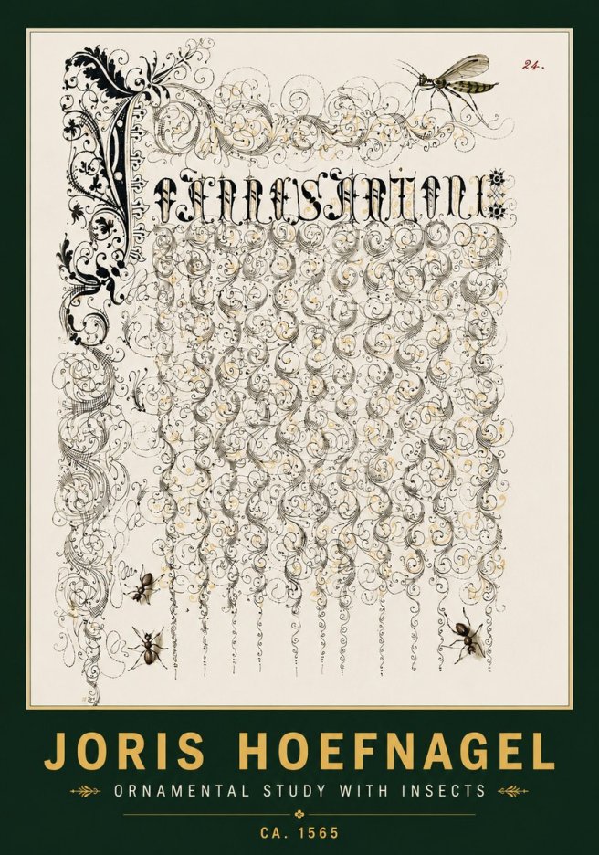 Joris Hoefnagel Ornamental Study with Insects No4 - Poszter