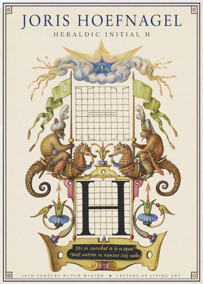 Joris Hoefnagel Heraldic Initial H No1 - Poszter