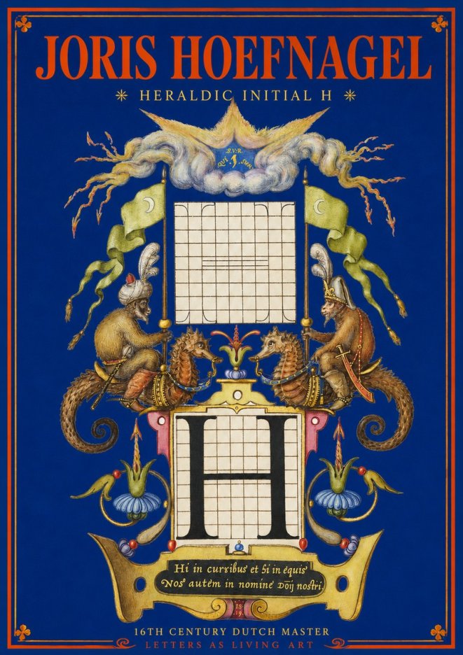 Joris Hoefnagel Heraldic Initial H No2 - Poszter
