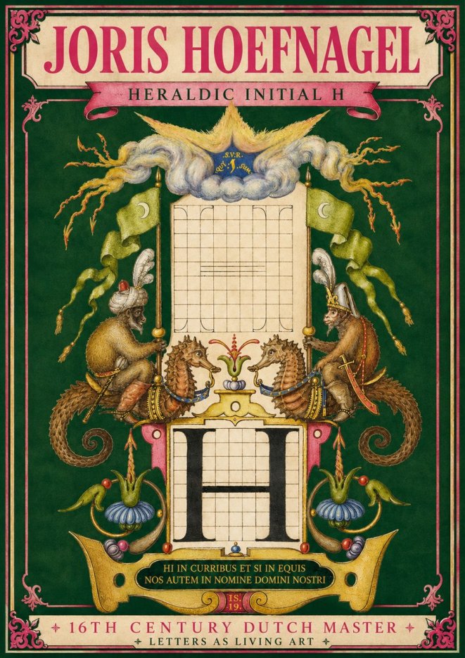 Joris Hoefnagel Heraldic Initial H No3 - Poszter