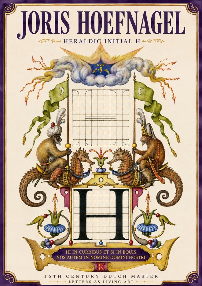 Joris Hoefnagel Heraldic Initial H No4 - Poszter