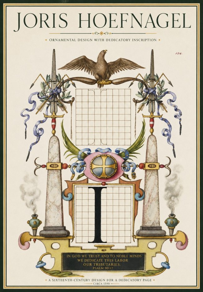 Joris Hoefnagel Ornamental Design with Dedicatory Inscription No1 - Poszter