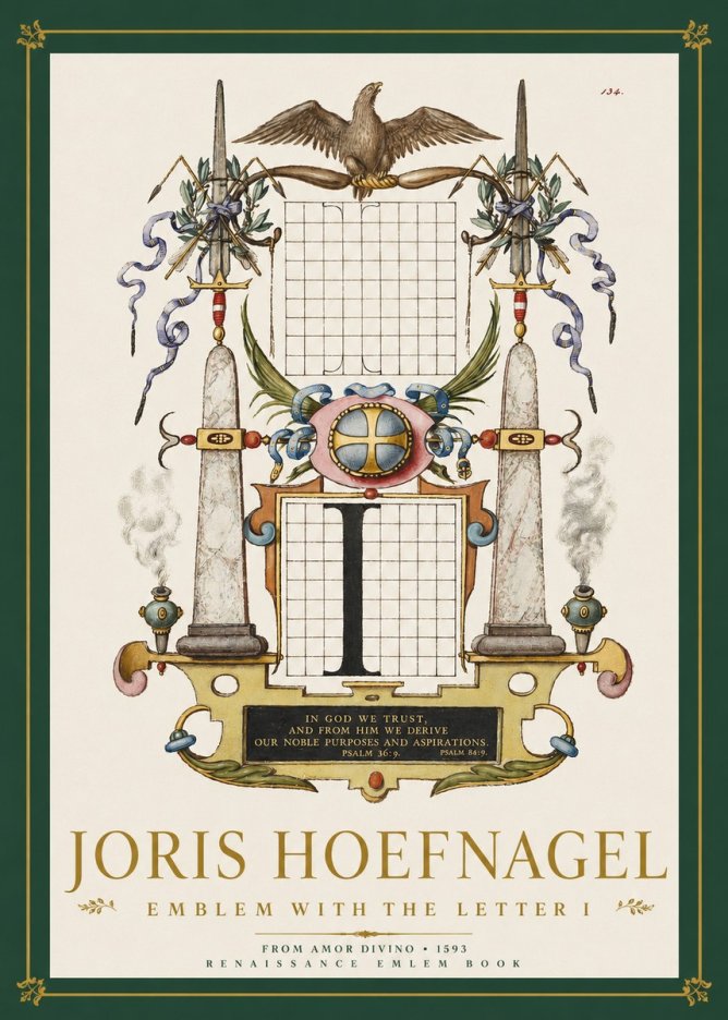 Joris Hoefnagel Ornamental Design with Dedicatory Inscription No4 - Poszter