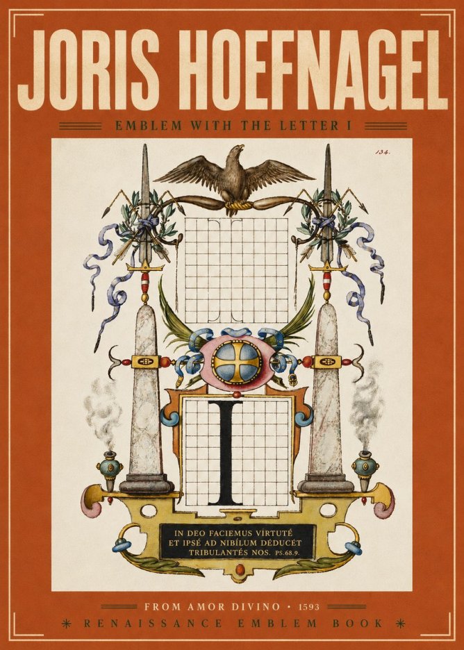 Joris Hoefnagel Ornamental Design with Dedicatory Inscription No6 - Poszter