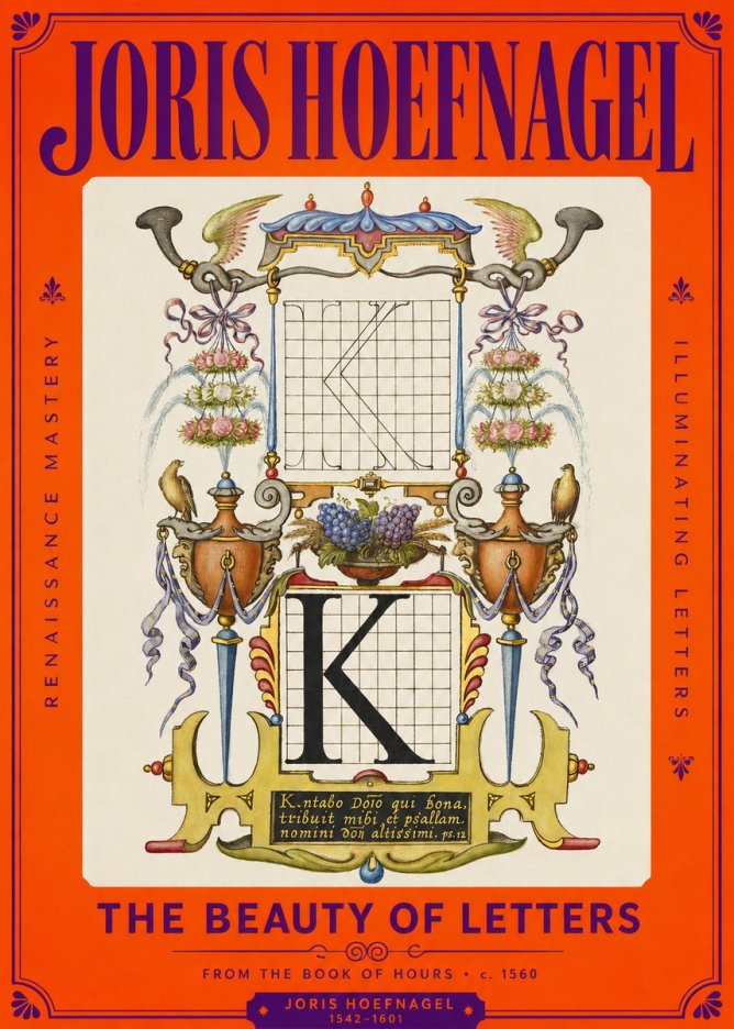 Joris Hoefnagel Illuminated Initial "K" from the Book of Hours No2 - Poszter