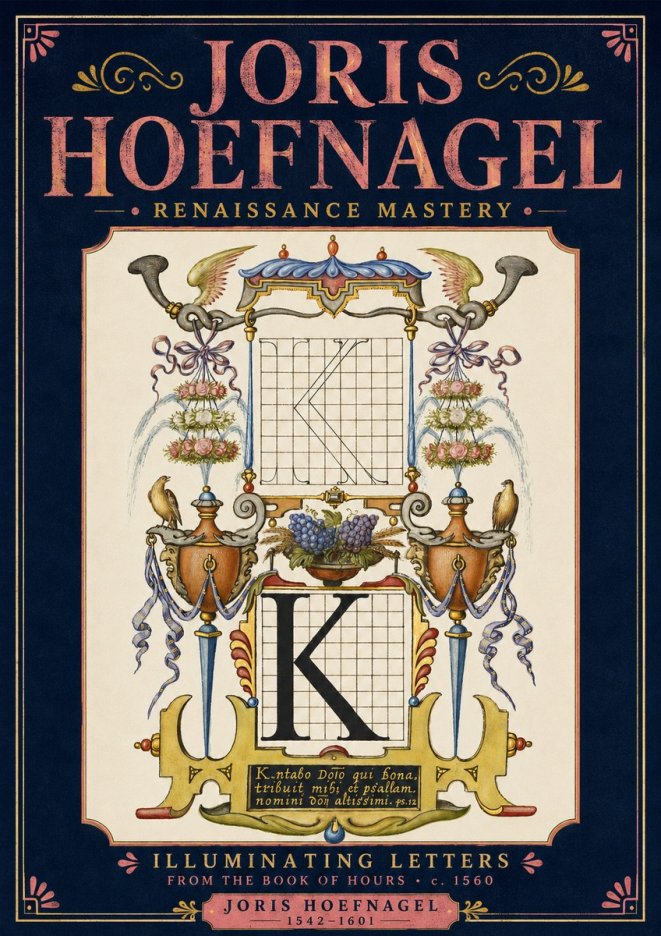Joris Hoefnagel Illuminated Initial "K" from the Book of Hours No4 - Poszter