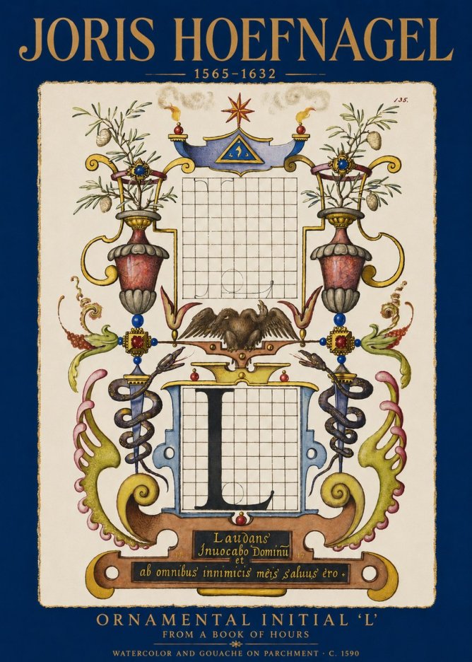 Joris Hoefnagel Ornamental Initial 'L' No2 - Poszter