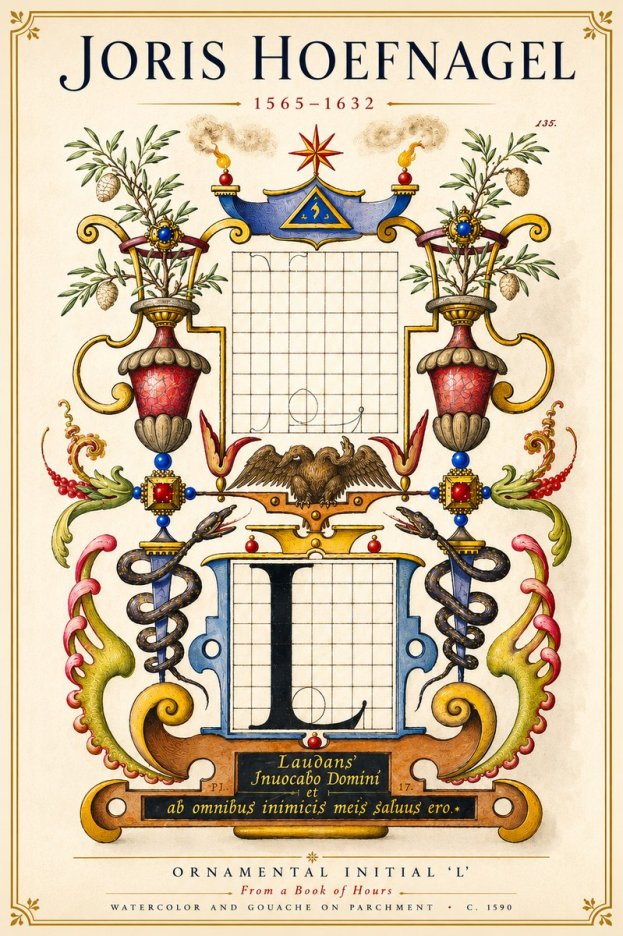 Joris Hoefnagel Ornamental Initial 'L' No6 - Poszter