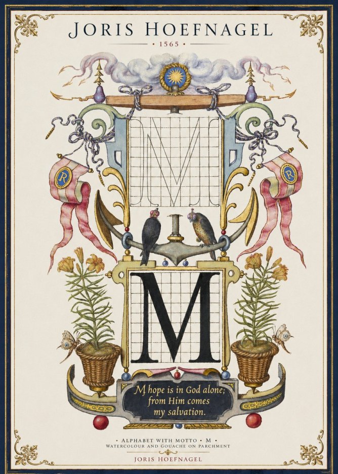 Joris Hoefnagel Alphabet with Motto • M • No1 - Poszter