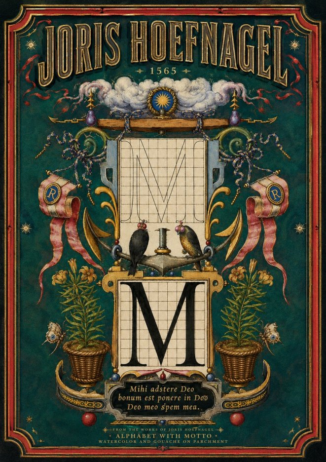 Joris Hoefnagel Alphabet with Motto • M • No3 - Poszter