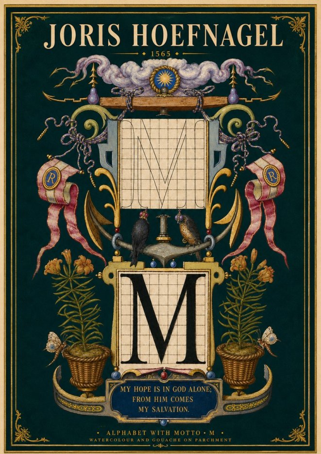Joris Hoefnagel Alphabet with Motto • M • No4 - Poszter