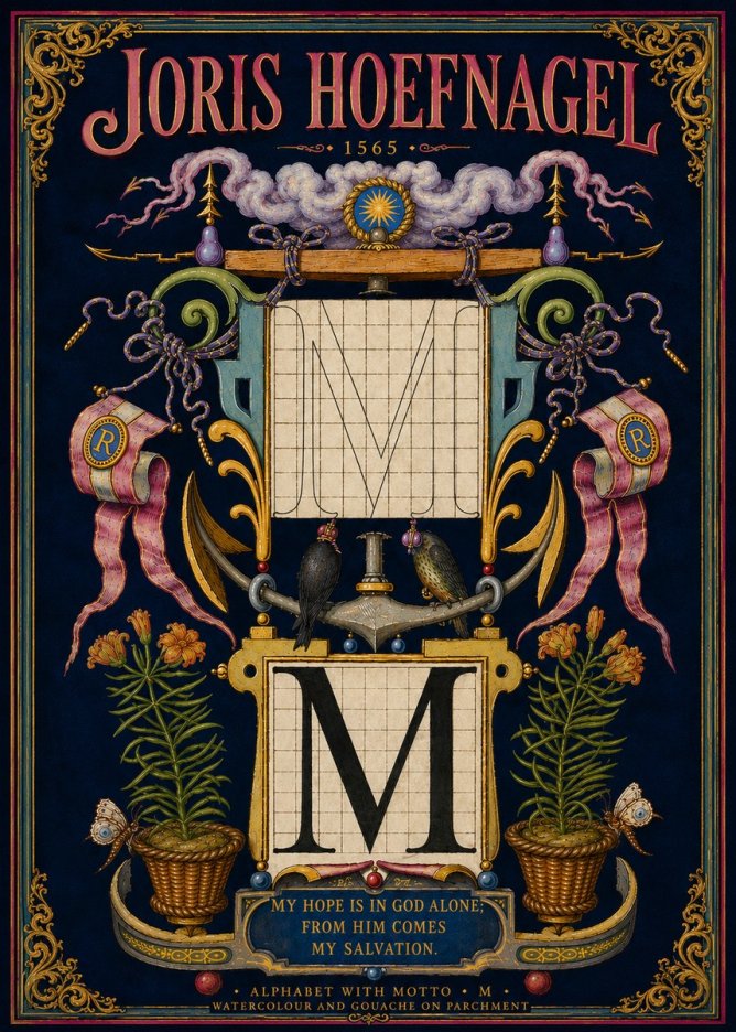 Joris Hoefnagel Alphabet with Motto • M • No5 - Poszter