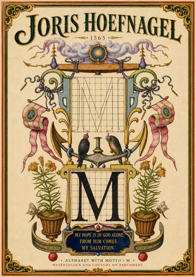 Joris Hoefnagel Alphabet with Motto • M • No6 - Poszter