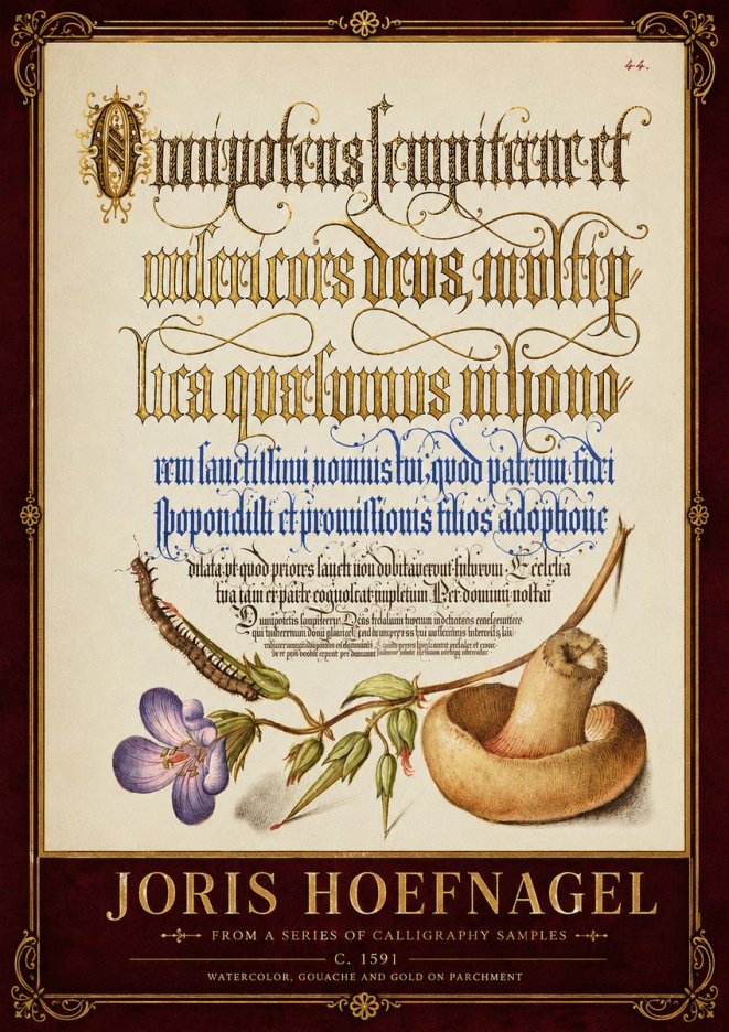 Joris Hoefnagel From a Series of Calligraphy Samples No6 - Poszter