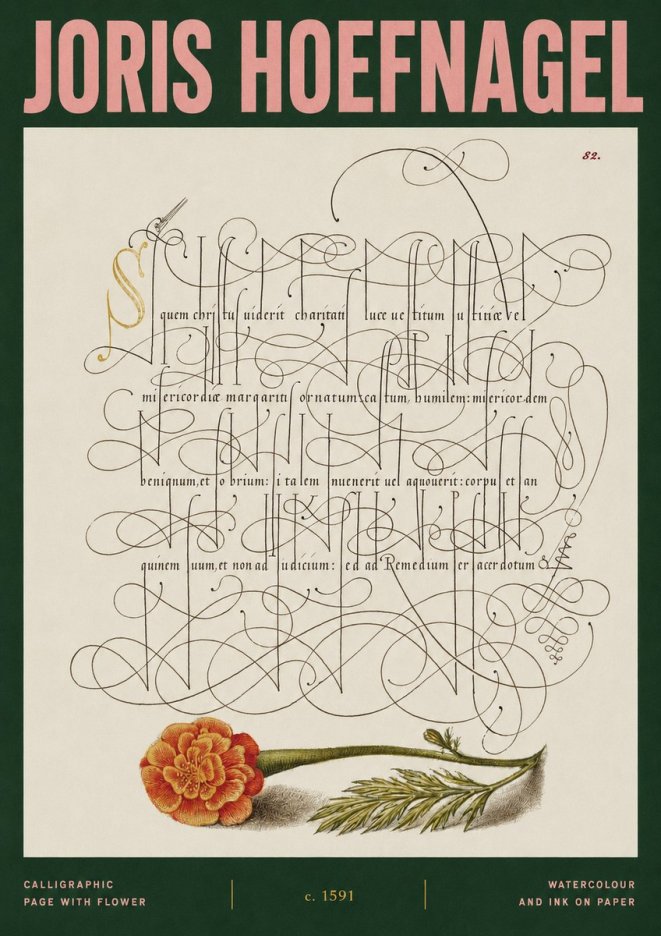 Joris Hoefnagel Calligraphic Study with Marigold No3 - Poszter
