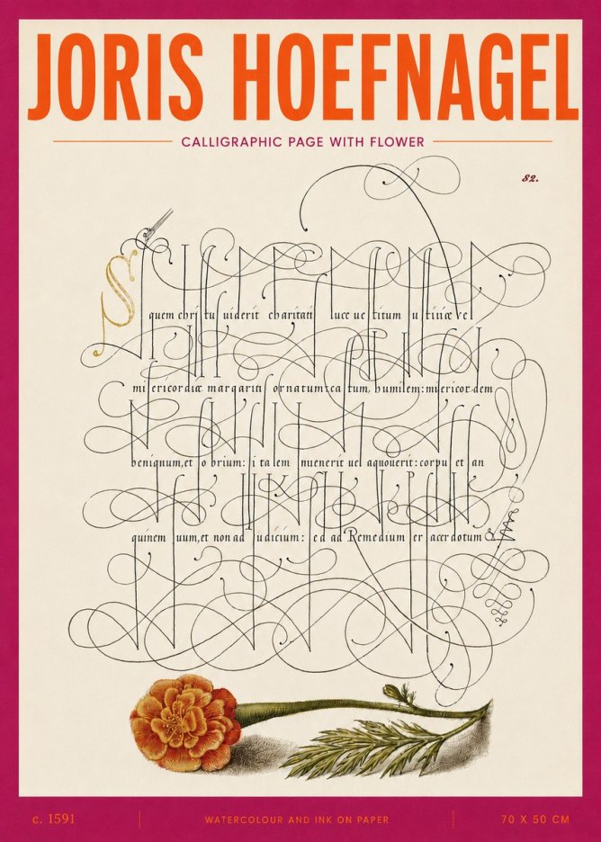 Joris Hoefnagel Calligraphic Study with Marigold No5 - Poszter