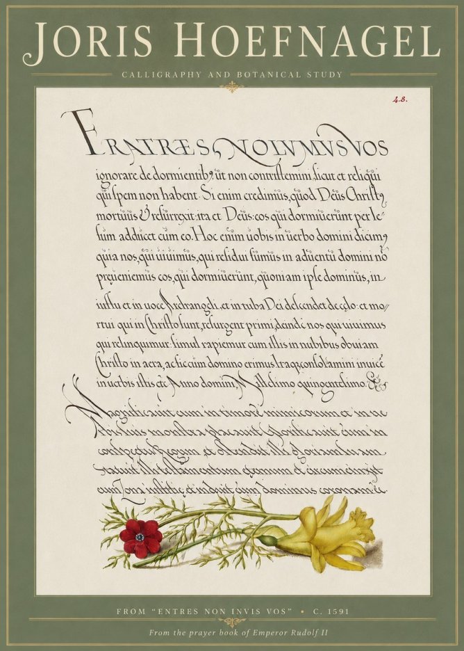 Joris Hoefnagel Calligraphy and Botanical Study I No4 - Poszter