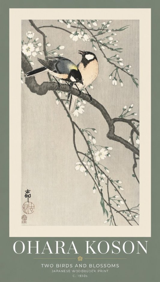 Ohara Koson Two Birds and Blossoms I No1 - Poszter