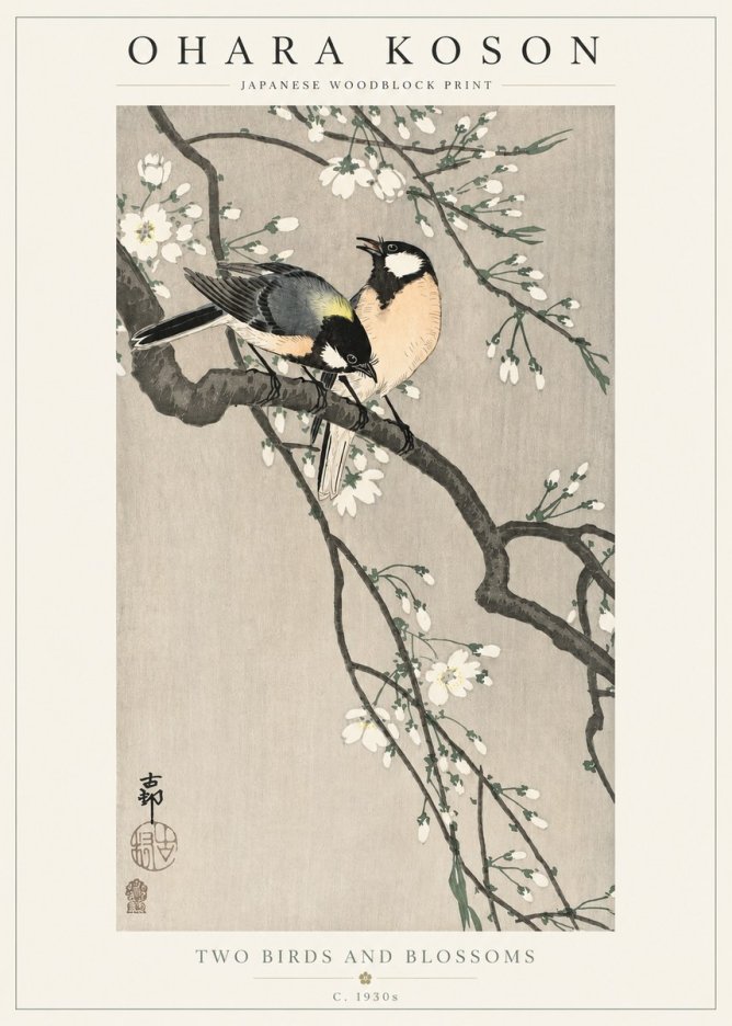 Ohara Koson Two Birds and Blossoms I No2 - Poszter