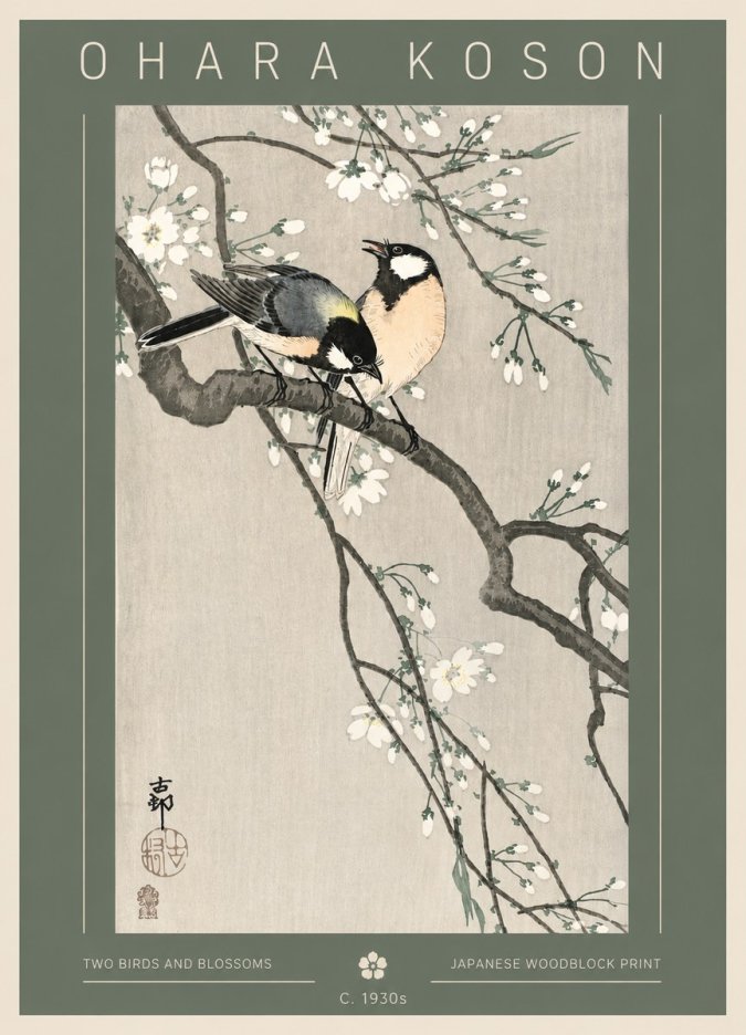Ohara Koson Two Birds and Blossoms I No3 - Poszter