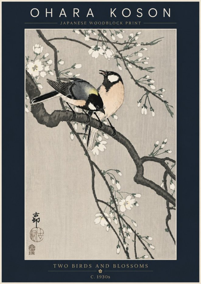 Ohara Koson Two Birds and Blossoms I No6 - Poszter
