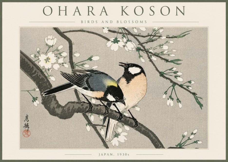 Ohara Koson Birds and Blossoms No6 - Poszter