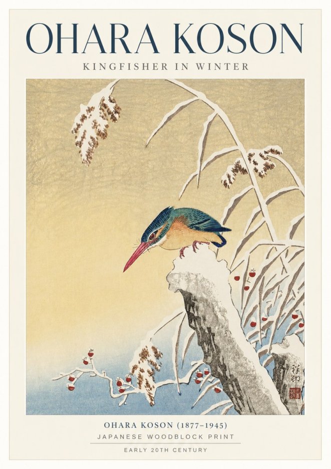 Ohara Koson Kingfisher in Winter I No1 - Poszter