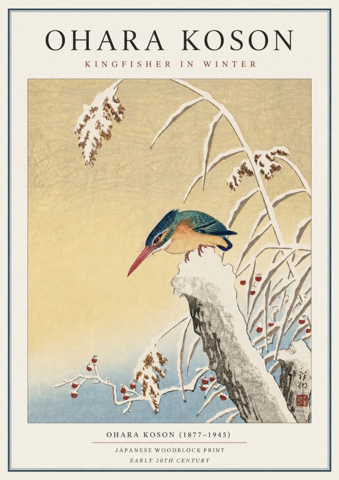 Ohara Koson Kingfisher in Winter I No3 - Poszter