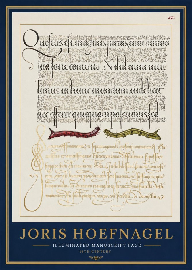 Joris Hoefnagel Illuminated Manuscript Page I No1 - Poszter