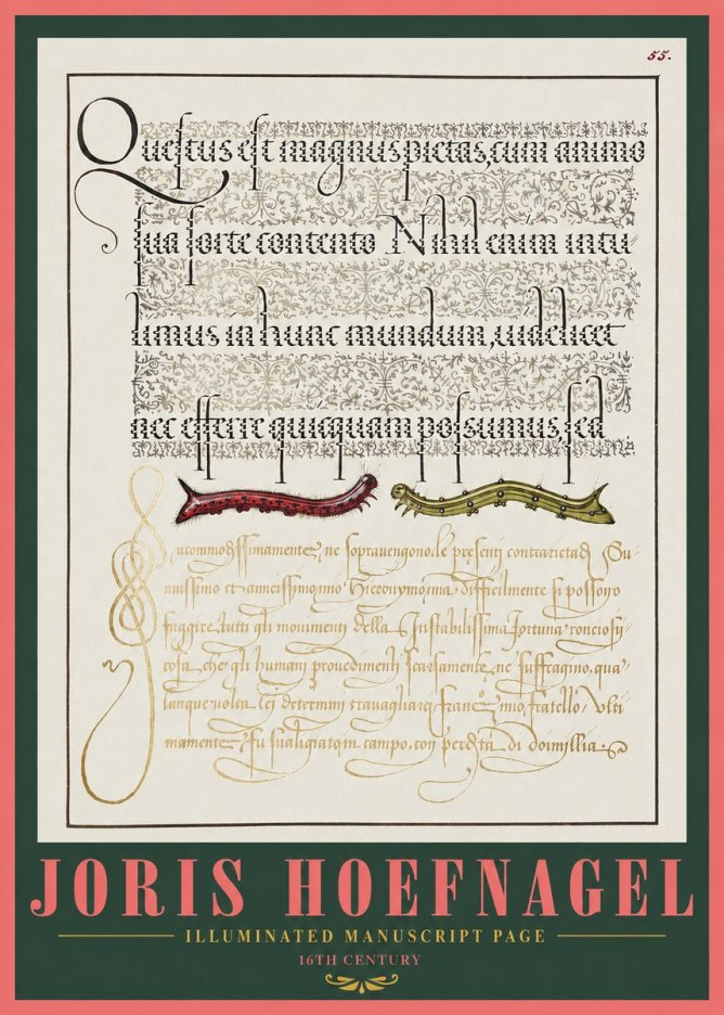 Joris Hoefnagel Illuminated Manuscript Page I No2 - Poszter