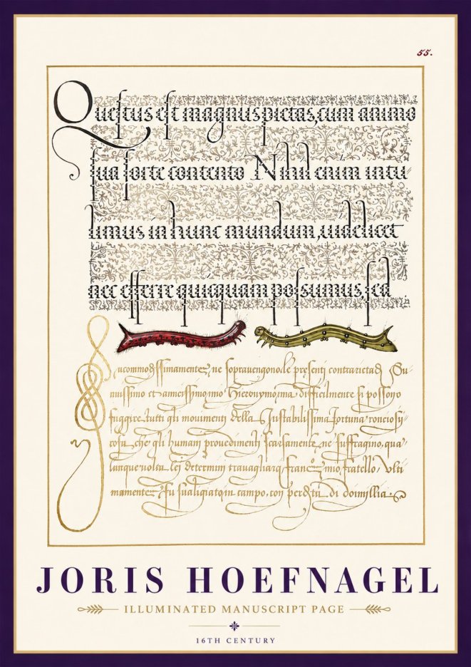 Joris Hoefnagel Illuminated Manuscript Page I No3 - Poszter