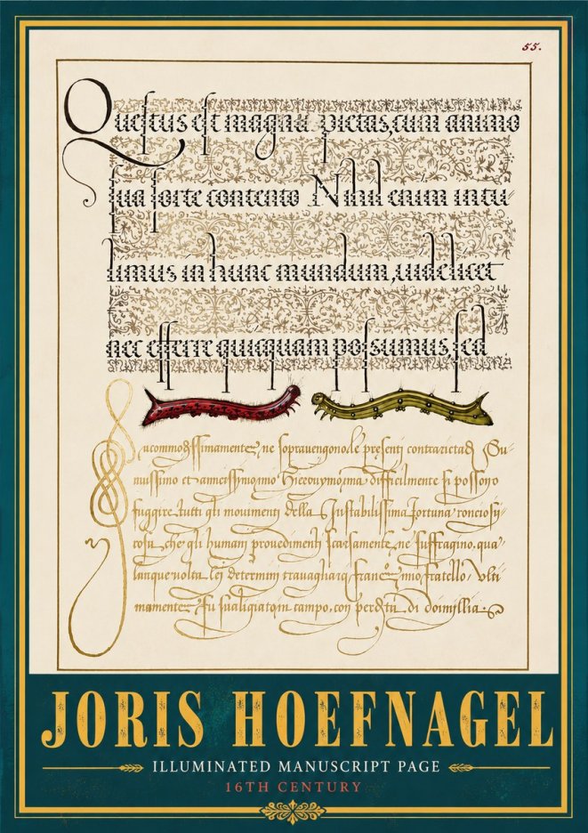 Joris Hoefnagel Illuminated Manuscript Page I No4 - Poszter