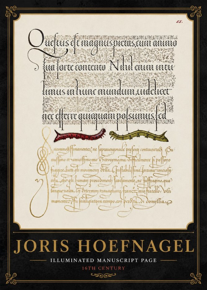 Joris Hoefnagel Illuminated Manuscript Page I No5 - Poszter