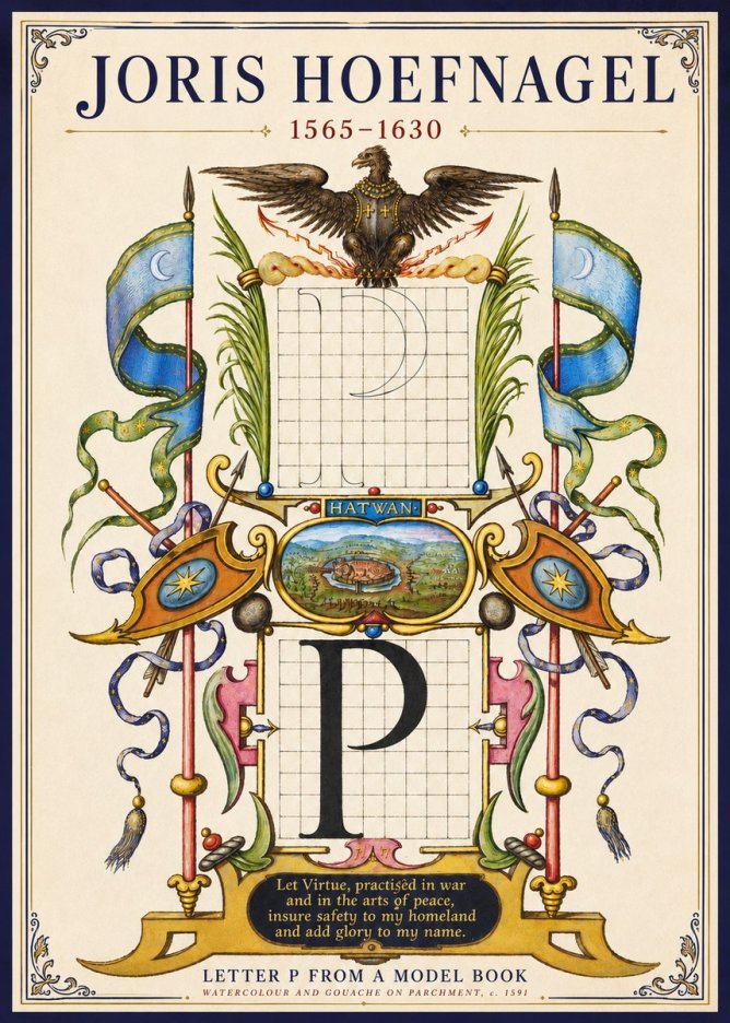 Joris Hoefnagel Letter P from a Model Book No3 - Poszter