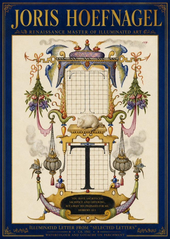 Joris Hoefnagel Letter T with Biblical Verse No5 - Poszter