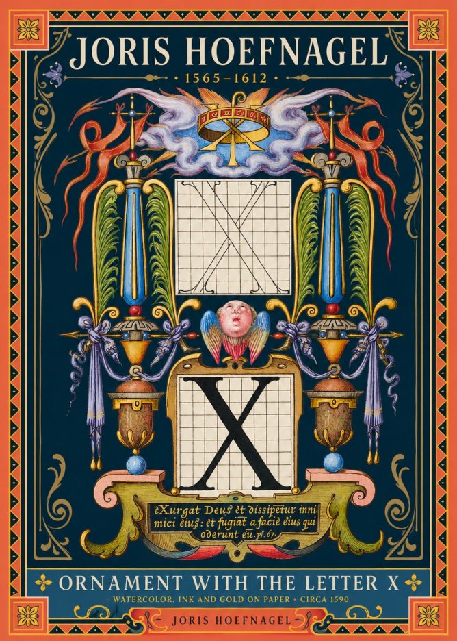 Joris Hoefnagel Ornament with the Letter X No2 - Poszter
