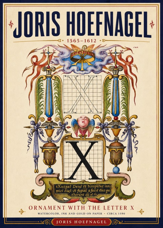 Joris Hoefnagel Ornament with the Letter X No4 - Poszter