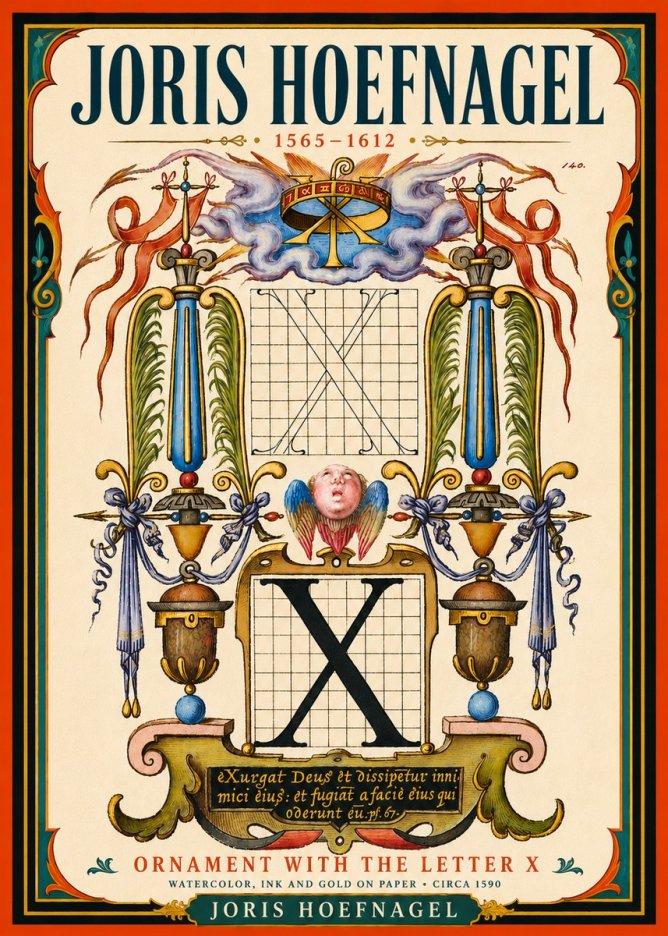 Joris Hoefnagel Ornament with the Letter X No5 - Poszter