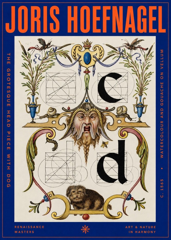 Joris Hoefnagel The Grotesque Head Piece with Dog No2 - Poszter