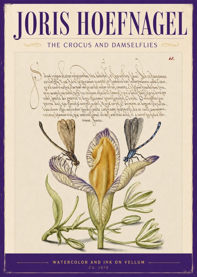 Joris Hoefnagel The Crocus and Damselflies No2 - Poszter