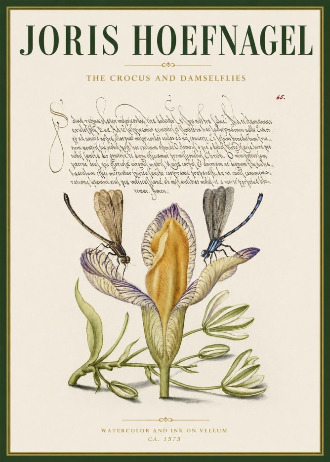 Joris Hoefnagel The Crocus and Damselflies No3 - Poszter